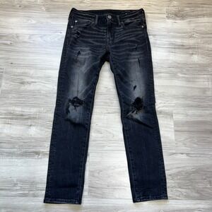 American Eagle Men's Skinny Black Distressed Jeans Size W30 L30